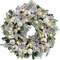 Pre-Lit 24 Inch Lighted Christmas Wreath for Front Door Decor with Silver White Christmas Ball Ornaments and Poinsettia Flowers,Battery Operated 30 LED Lights